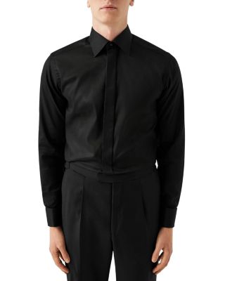 Slim Fit Twill Fly Front Formal Shirt
