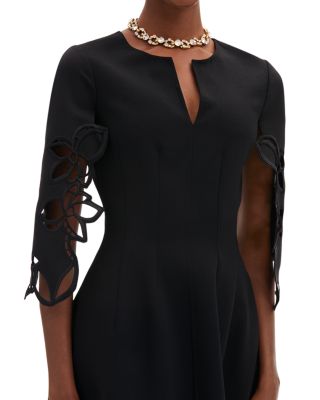 Lace Embroidered Split Neck Dress