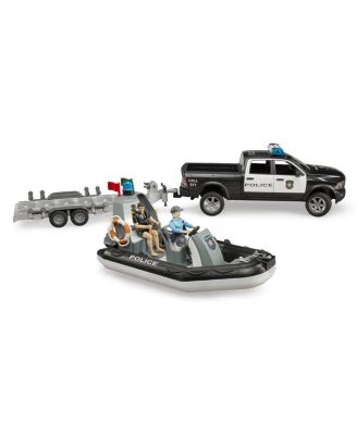  1/16 RAM Police Pickup Truck with Trailer & Boat 5-7 - Ages 5-7