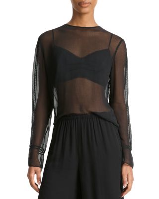 Vince - Sheer Lace Trim Top