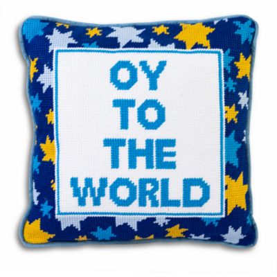 Furbish Studio - Oy Needlepoint Pillow, 11" x 11"