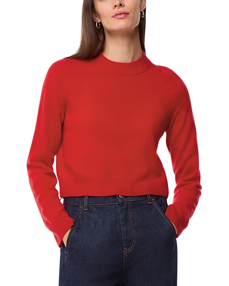 Whistles Cropped Crewneck Cashmere Sweater In Red
