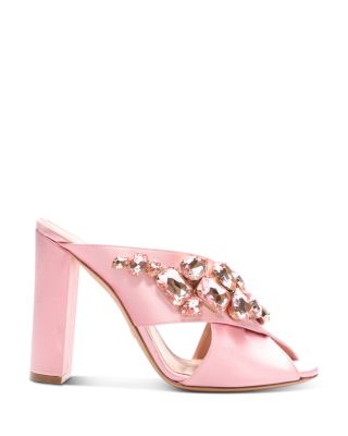 Women's Embellished Satin Block Heel Sandals