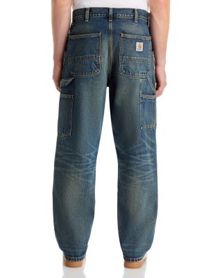 Double Knee Relaxed Straight Fit Jeans in Blue