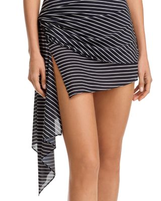 Izel Asymmetric Striped Mini Dress
