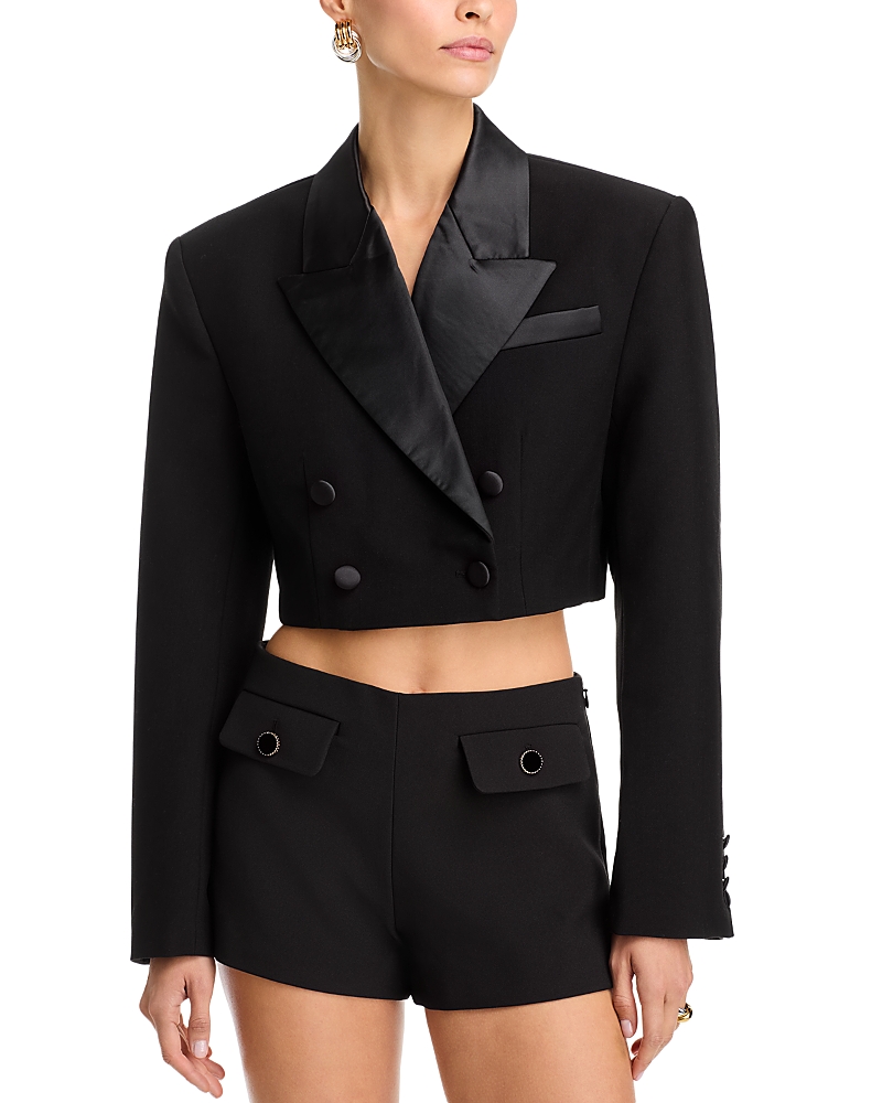 Shop Ronny Kobo Riot Cropped Blazer In Black
