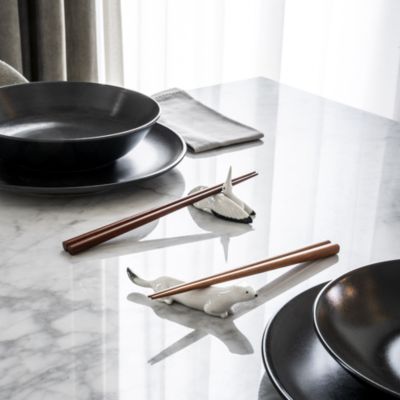 Ermine and Crane Chopsticks Holders with Wooden Chopsticks