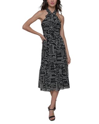 KARL LAGERFELD PARIS - Printed Halter Neck Midi Dress