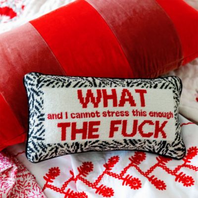 WTF Needlepoint Pillow, 14" x 8"