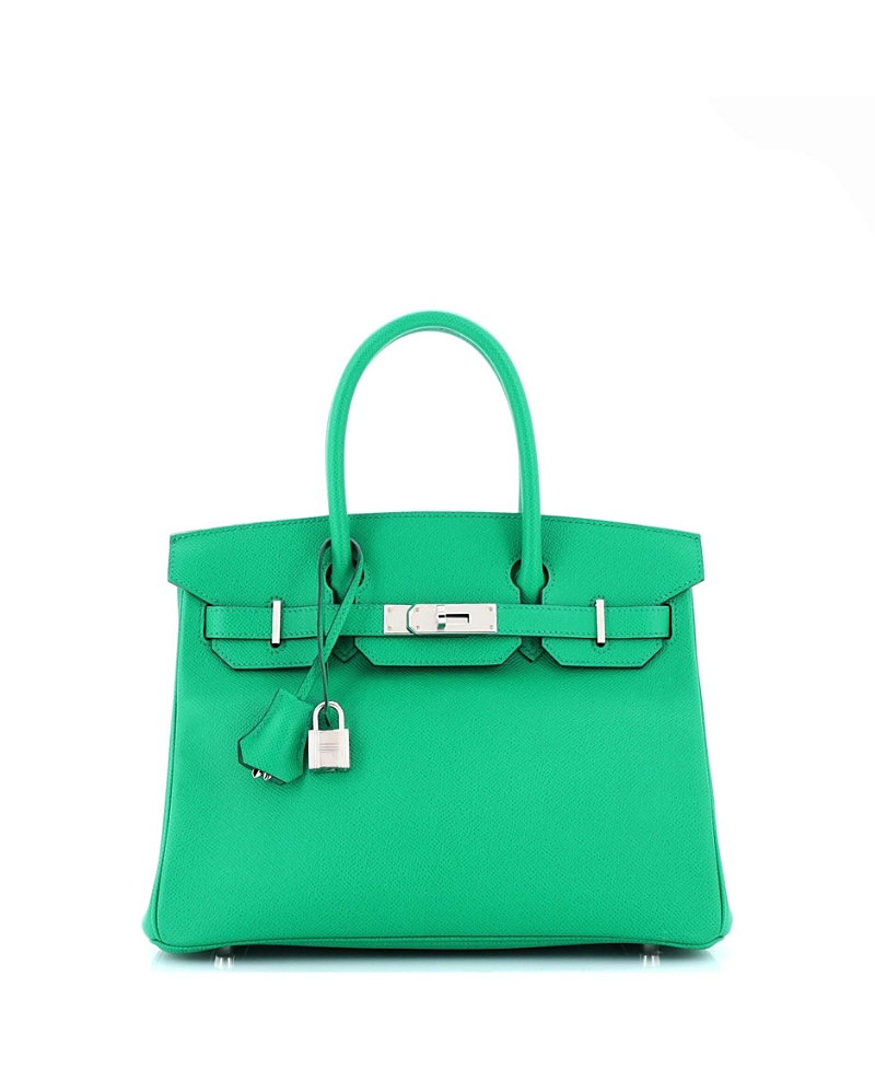 PRE-OWNED HERMES PRE-OWNED HERMES BIRKIN 30 HANDBAG GREEN EPSOM WITH PALLADIUM HARDWARE