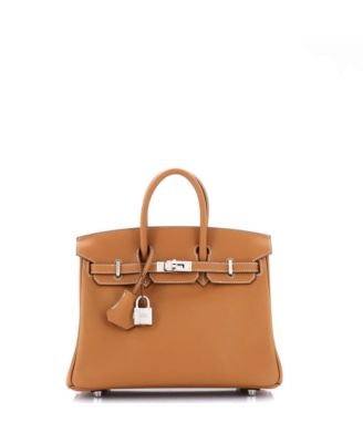 Pre-Owned Hermes Birkin 25 Handbag Brown Swift with Palladium Hardware