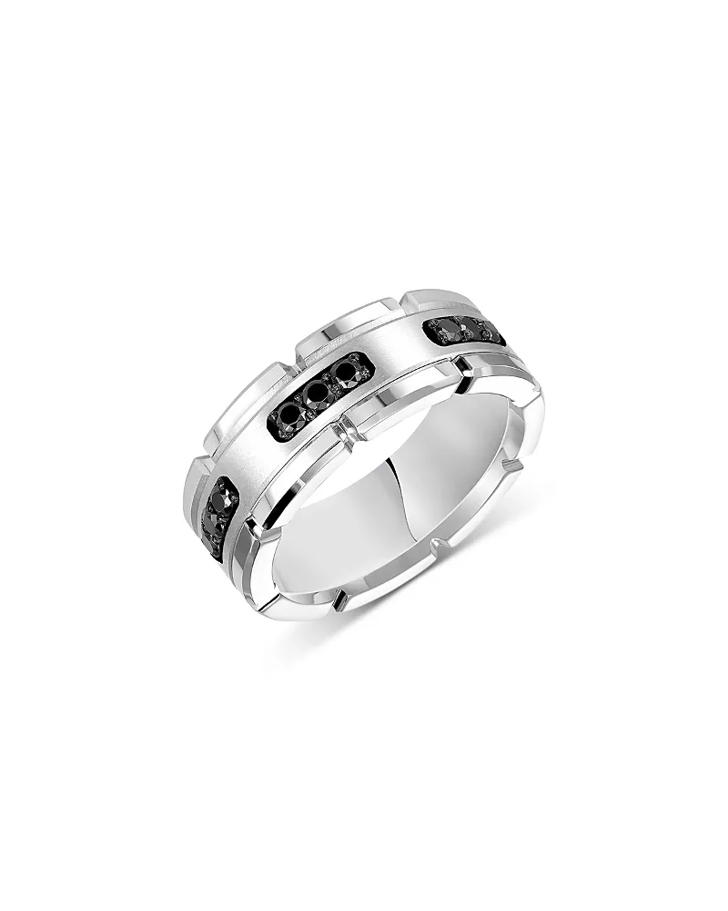 Bloomingdale's Fine Collection Men's Black Diamond Link Inspired Band in Tungsten & Sterling Silver, 0.32 tcw