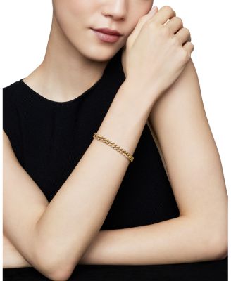 Curb Chain Bracelet in 18K Yellow Gold with Diamonds, 7mm