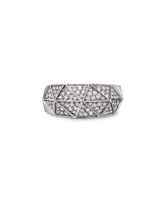 David Yurman - Men's Sterling Silver Faceted Diamond Pav&eacute; Ring