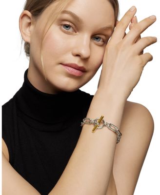 18K Yellow Gold & Sterling Silver DY Madison&reg; Toggle Chain Link Bracelet, 11mm