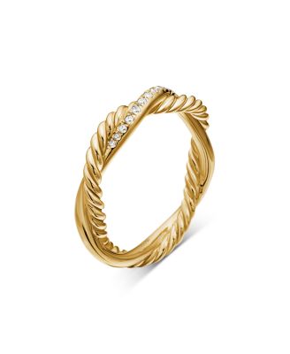 18K Yellow Gold Petite Infinity Twisted Ring with Diamonds