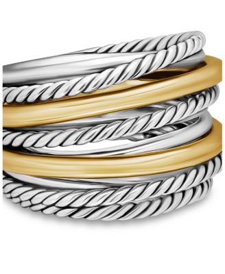 Sterling Silver & 18K Yellow Gold Crossover Wide Ring, 6