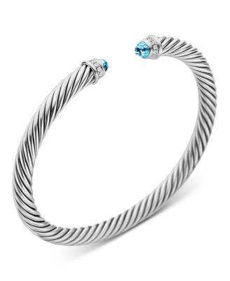 Cable Classics Bracelet with Blue Topaz and Diamonds, 5mm