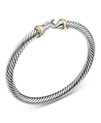 Buckle Classic Cable Bracelet in Sterling Silver with 18K Yellow Gold, 5mm