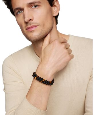 Men's Spiritual Beads Two-Row Bracelet with Black Onyx & Tiger's Eye