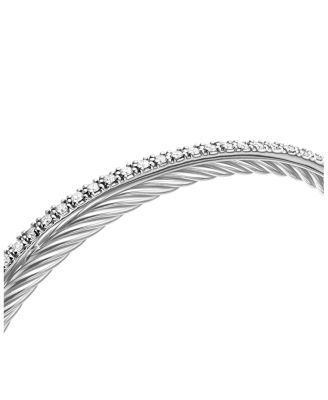 Sterling Silver Crossover Bracelet with Diamonds