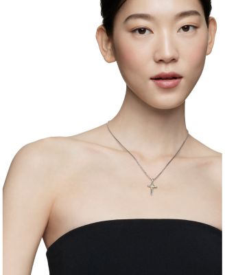 Cable Collectibles X Cross Necklace with Diamonds and 14K Gold