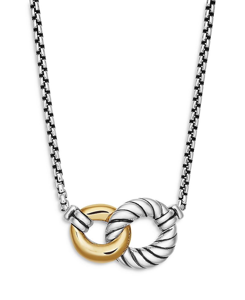 David Yurman Belmont Curb Link Necklace in Sterling Silver with 18K Yellow Gold, 20mm