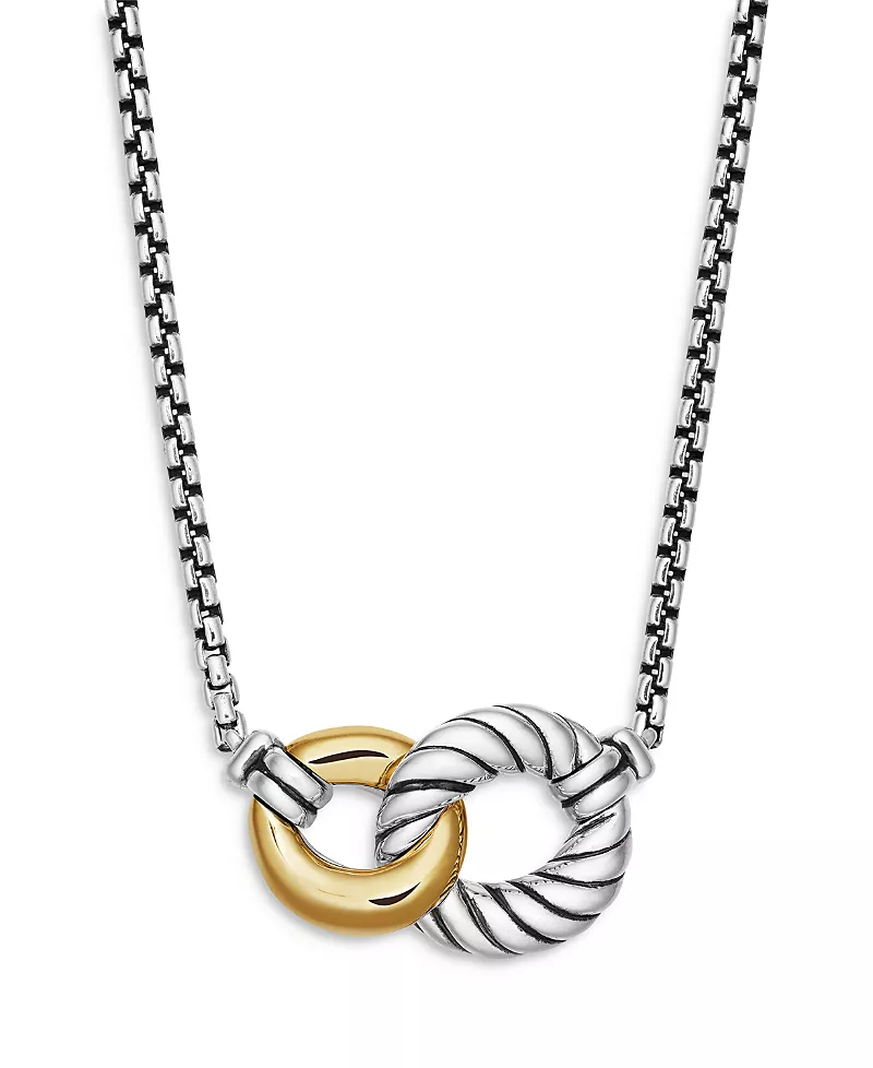 David Yurman Belmont Curb Link Necklace in Sterling Silver with 18K Yellow Gold, 20mm