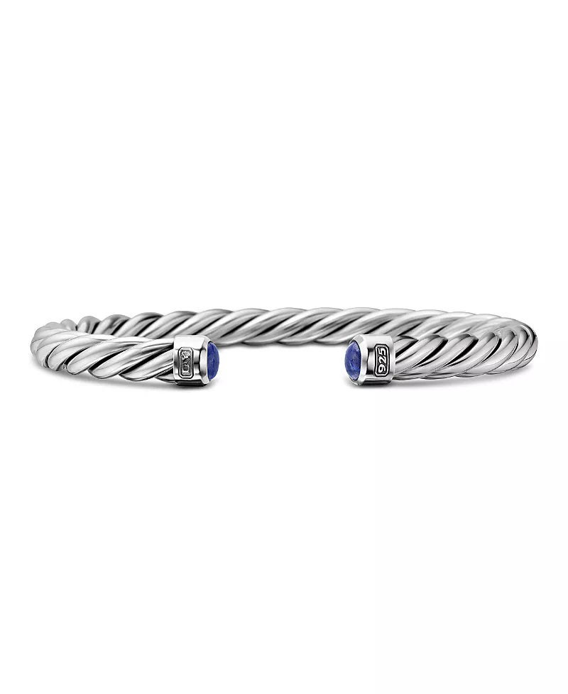 David Yurman Men's Cable Classic Cuff Bracelet with Lapis Lazuli, 6mm