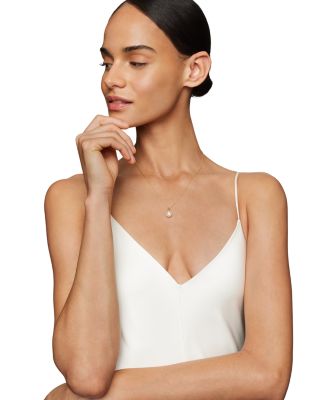 18K Yellow Gold Solari Pendant Necklace with Cultured Freshwater Pearl & Diamonds, 18"