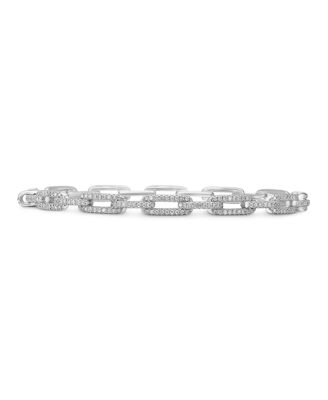 David Yurman Stax Chain Link Bracelet with Diamonds in 18K White Gold