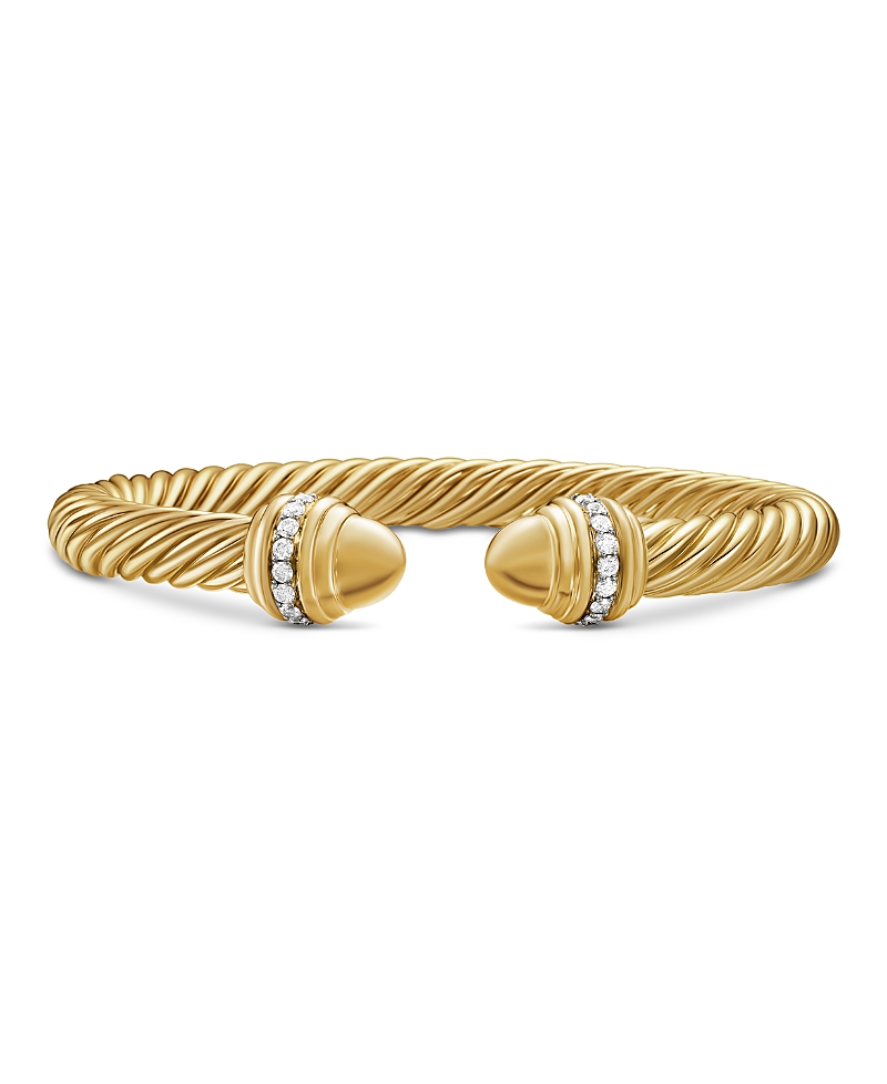 Classic Cablespira Bracelet in 18K Yellow Gold with Gold Domes and Diamonds, 7mm