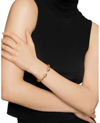 Classic Cablespira&reg; Bracelet in 18K Yellow Gold with Gold Domes and Diamonds, 7mm