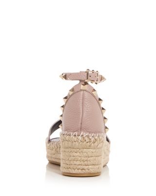 Rockstud Flatform Ankle-Strap Espadrille Sandals 