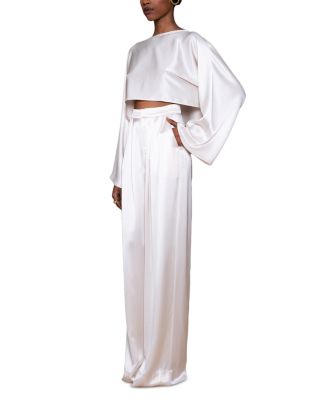 Satin Crop Top & Wide Leg Pants