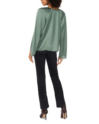Tie Neck Wide Sleeve Satin Top