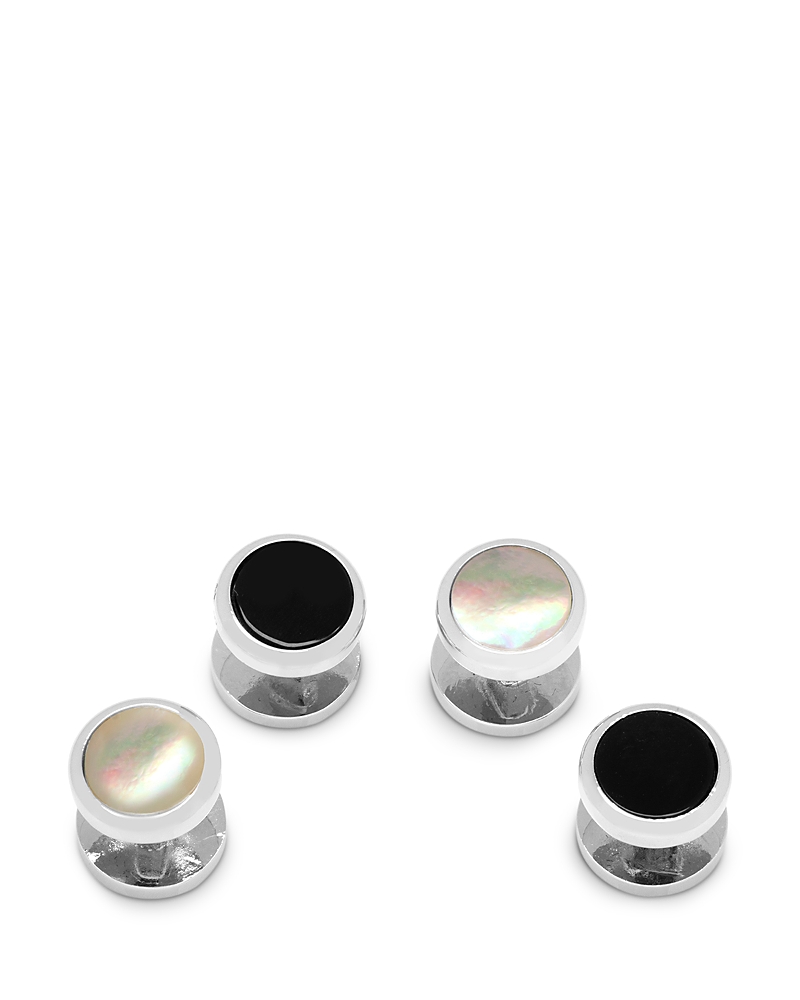 Cufflinks, Inc Double Sided Onyx & Mother Of Pearl Round Beveled Stud Set In Multi