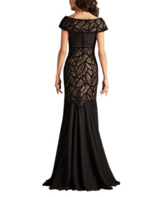 Opalie Off Shoulder Leaf Motif Gown