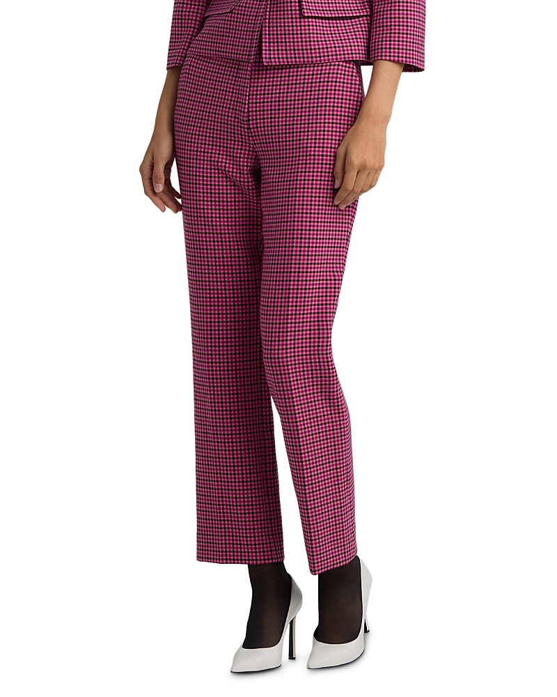 St John Stretch Mini Plaid Pants In Wild Orchid Multi