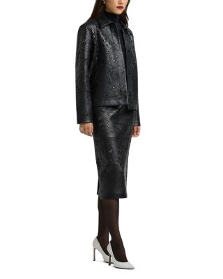 Lace Grommet Leather Jacket 