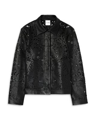 Lace Grommet Leather Jacket 