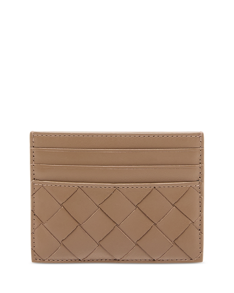 Bottega Veneta Intrecciato Leather Zip Card Case In Pinecone/gold