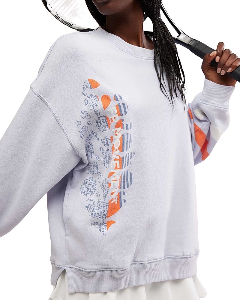 Free People All Star Logo Pullover Sweatshirt In Steel/flame Combo