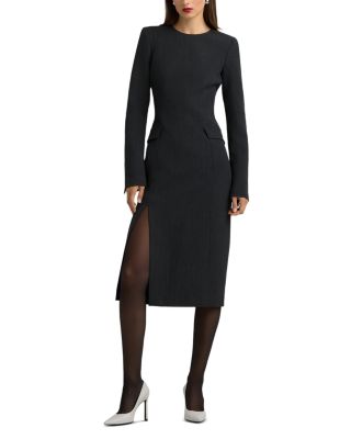 St. John Pinstripe Slit Front Dress