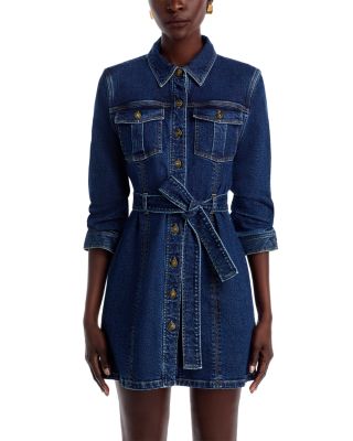 Clea Button Front Denim Mini Dress