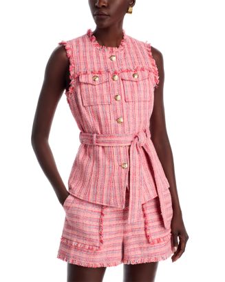 Cinq à Sept Matilda Tweed Reenee Belted Vest | Bloomingdale's