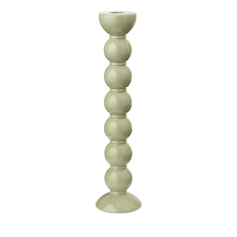 Addison Ross White Bobbin Candlestick Holder In Sage
