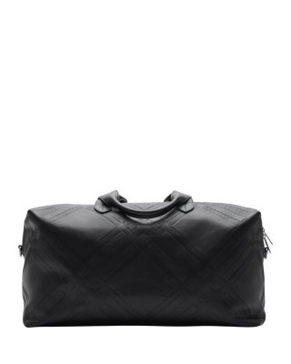 Embossed Check Leather Duffle Bag