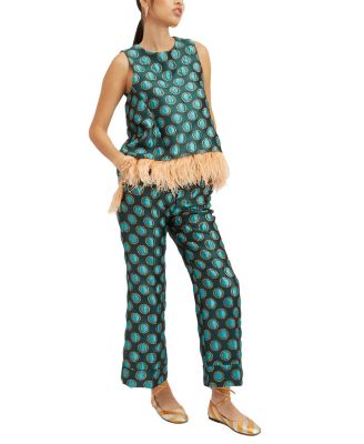 Hendrix Pants Jacquard Winter Sun Emerald