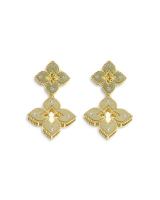 Roberto Coin - 18K Yellow Gold Venetian Princess Diamond Pav&eacute; Flower Drop Earrings